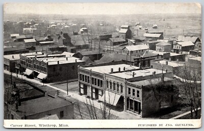 1911 Carver Street Winthrop Minnesota STREET SCENE ANTIQUE Postcard 8248