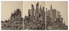 John Ross, Homage to the City (Day), Collagraph Triptych, signed, numbered, and
