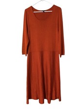Talbots Sweater Dress Womens Large Orange Long Sleeve Midi Minimalist Comfy Cozy