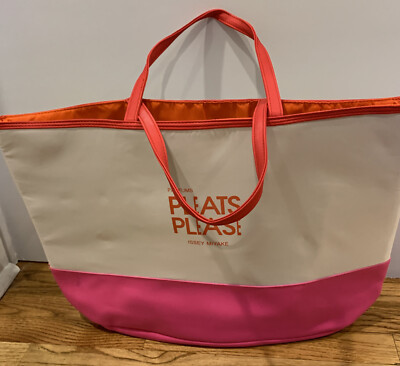 PLEATS PLEASE- ISSEY MIYAKE- TOTE BAG HOT PINK & WHITE - TRAVEL