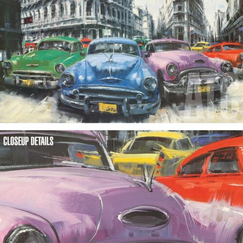 54W"x27H" CLASSIC AMERICAN CARS IN HAVANA by ANTONIO MASSA - CHOICES of CANVAS - Picture 1 of 11