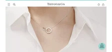 $525 Tiffany & Co. 1837 Interlocking Circles Ring Necklace Silver w Box - Auth.