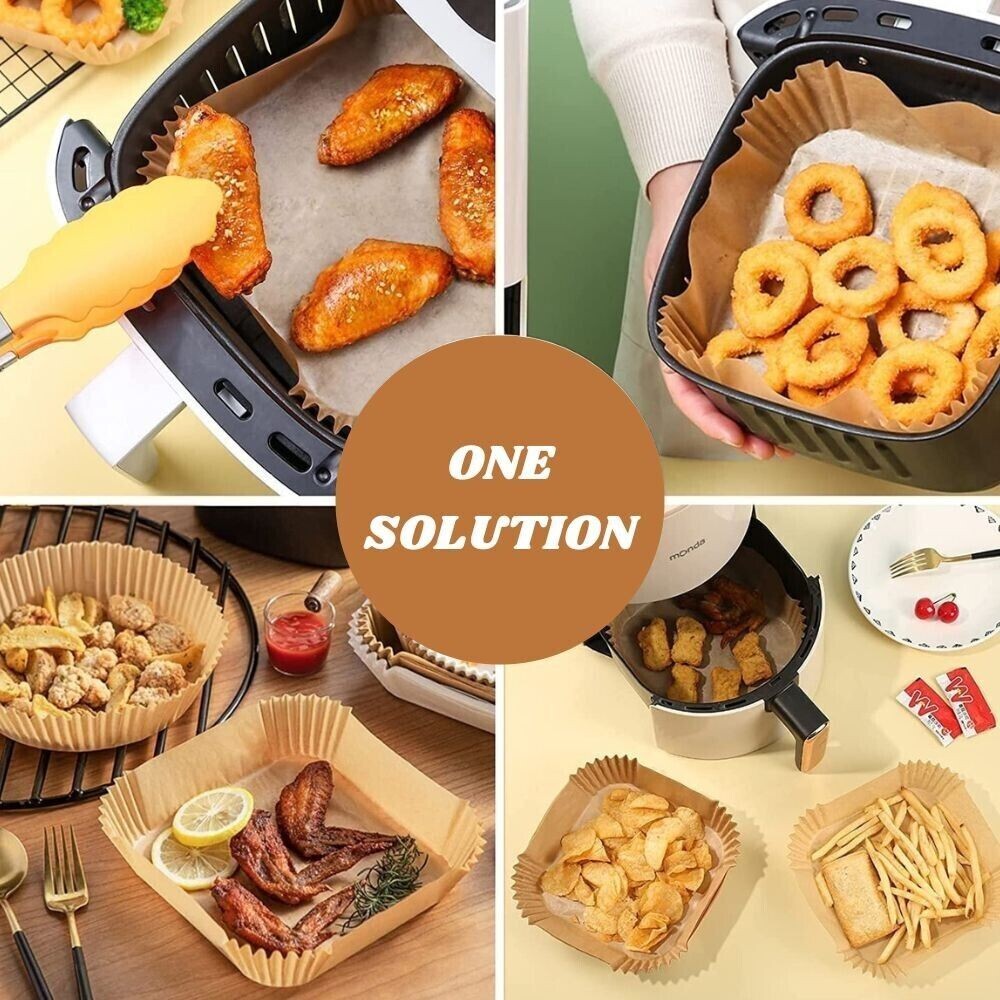 Disposable Paper Liner Air Fryer Square 100 Pcs NonStick Greaseproof