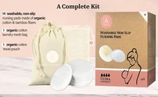 Nursing Pads, Organic Cotton, Non-slip, 14 Washable Leakproof Breast Pads