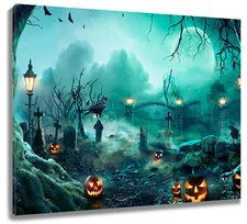Black Crow Cemetery Halloween Abstract Wall Art for Bathroom Living Room Bedroom
