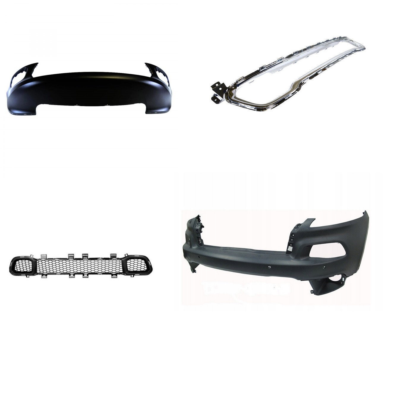 Bumper Set Front For Jeep Cherokee Kl 2014-12.2018 With Parking Sensors