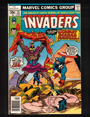 Invaders #25 vs Scarlet Scarab!  Namor, Torch, Cap!  VF 1978 Marvel Comic