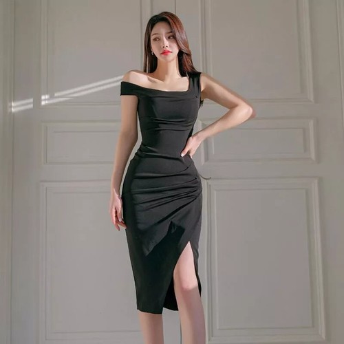 Etuikleid Kleid Frau Elegant Rückenfrei Up Knie Schwarz Teilt 76574 ...