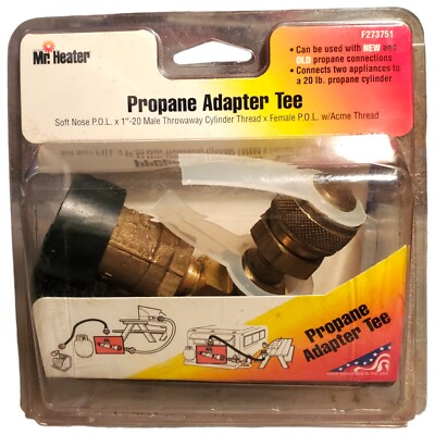Mr. Heater F273751 LP Cylinder Adapter Tee Brass, Excess Flow, Soft Nose