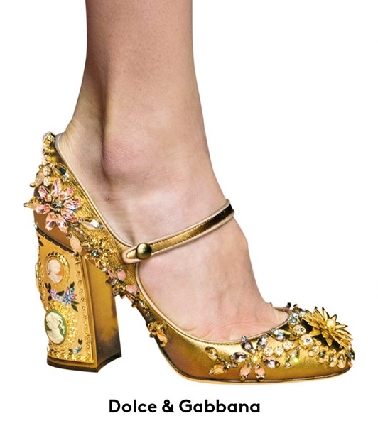 DOLCE & GABBANA Coco Bronze Napa Mary Jane Pump Shoe Cameos