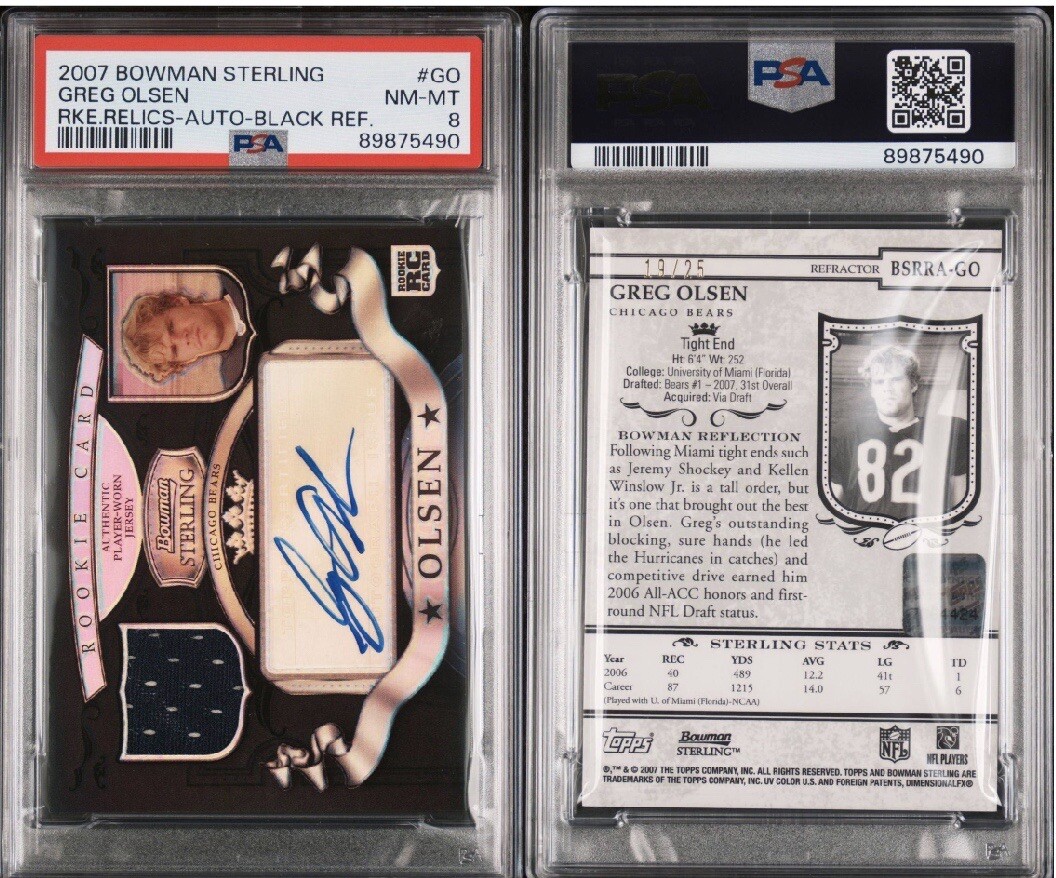 Greg Olsen Bowman Sterling Rookie Relics #GO Autograph-Black Refractor