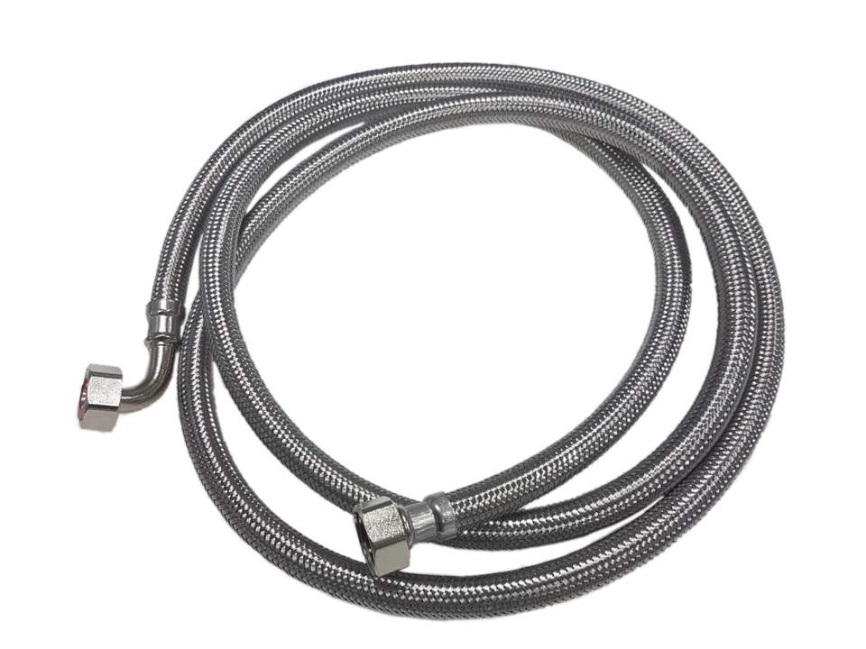 CSUK METAL BRAIDED STAINLESS STEEL WATER SUPPLY HOSE 3/4" X 3/4" 2.5M GLASSWASHER