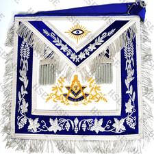 MASONIC REGALIA GRAND LODGE PAST MASTER APRON BLUE FULLY HAND EMBROIDERED