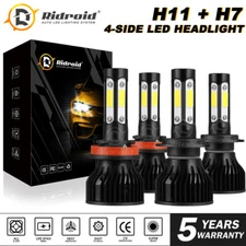 2Pair 4Sides H7 + H11 Mini LED Headlight Combo Conversion Kit 6000K Super White