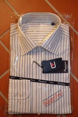 Casa Moda premium striped shirt long sleeve white non-iron 40 tw 110 100% cotton New