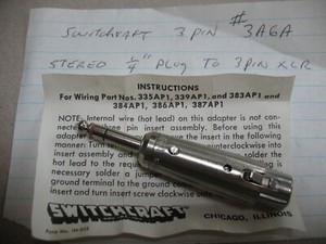 Switchcraft XLR to  1/4" stereo plug