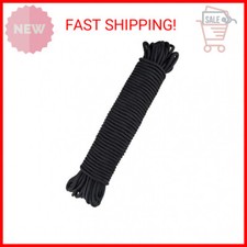 jijAcraft Nylon Rope, 100 Feet Black Nylon Rope, 1/4 Inch Solid Braided Rope Thi