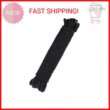 jijAcraft Nylon Rope, 100 Feet Black Nylon Rope, 1/4 Inch Solid Braided Rope Thi