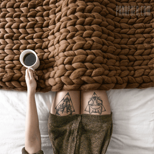 Grobstrickdecke 100% Merinowolle Grobstrick Überwurf Arm Strickdecke UK - Bild 6 von 8