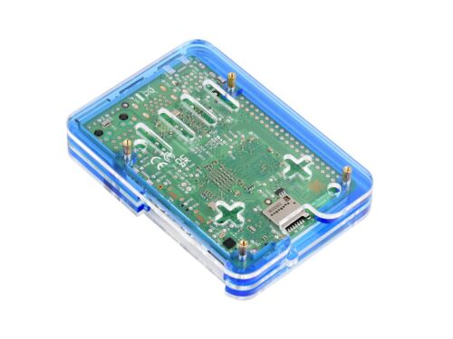 Waveshare Transparent and Blue Acrylic Case Raspberry Pi 5 Case, Support Cooler - Picture 8 of 21