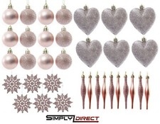 Image of 34pc Christmas Tree Baubles Set Droplets, Baubles, Snowflakes, Hearts Xmas Decor