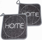2x Topflappen Home Kracht Küche Frottee Kochen Backen Design zu Hause Deko Grau