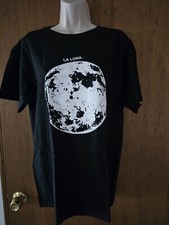 Women's/Unisex Large “La Luna” Moon T-shirt Shirt Top Black Cotton Short Sleeve