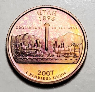 TONED 2007 S UTAH STATE QUARTER CLAD PROOF UNC #C4828