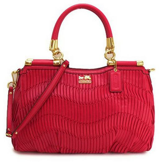 NWT COACH MADISON GATHERED LEATHER CARRIE F21281 PUNCH RED PINK | eBay