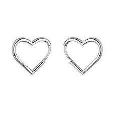 Reffeer Solid 925 Sterling Silver Heart Earrings Hoop Minimalist Sleeper Hugg...
