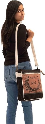 Debonair Shoulder Bag Upcycled Canvas & Leather Crossbody Bag | By Rajeriya - Imagen 3 de 6