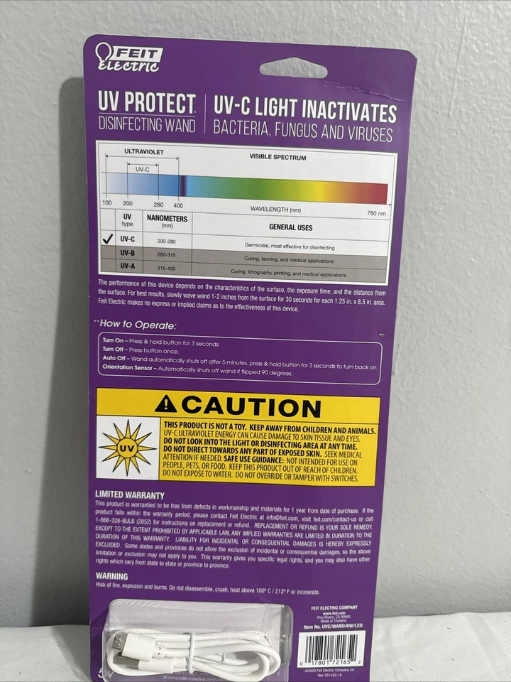 Feit электрическая 6 Вт портативная дезинфицирующая дезинфицирующая палочка - Изображение 2 из 4