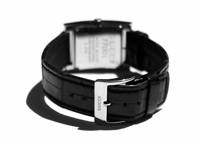 Gucci Signature Watch Crocodile Band 7700L Luxurious! | eBay