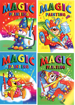 12 x A4 MAGIC PAINTING COLOURING ART BOOKS FOR CHILDREN NO MESS JUST USE WATER