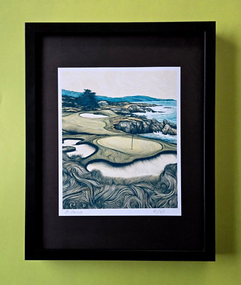 AIDAN FLUX | Hand Signed Authentic Print Framed Pebble Beach Golf COA