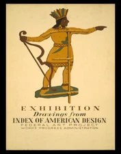 POSTER EXHIBITION DRAWINGS AMERICAN DESIGNS INDIAN ART VINTAGE REPRO FREE S/H