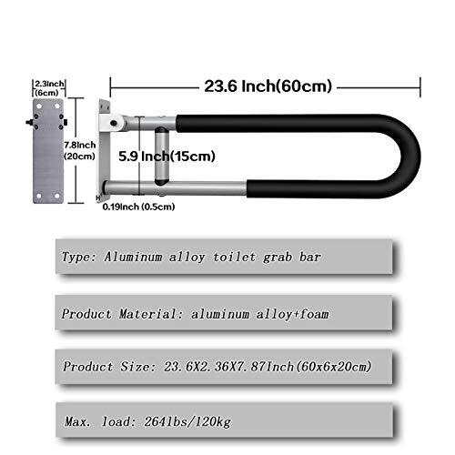 Toilet Grab Bar,Fold Down Grab Bar Support, 24Inch FlipUp Handicap
