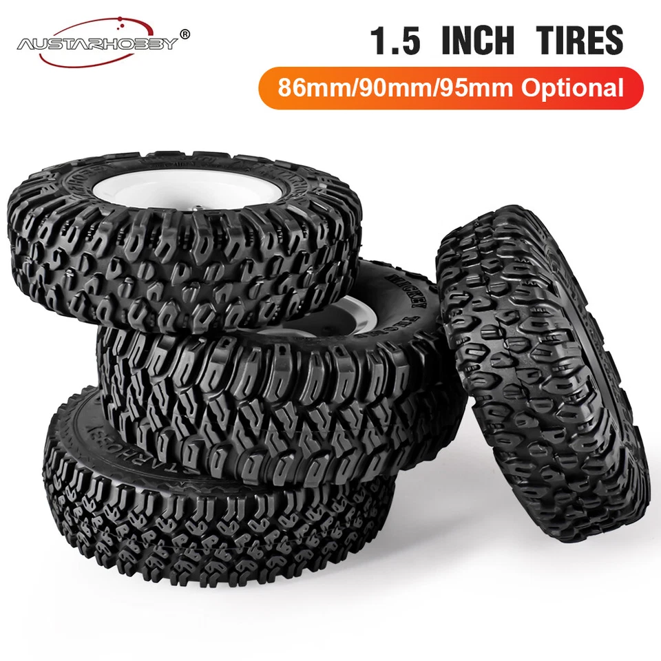 AUSTARHOBBY RC Reifen 1.55" Radfelge Gummi Tires für 1/10 RC Crawler Axial Auto - Bild 4 von 4