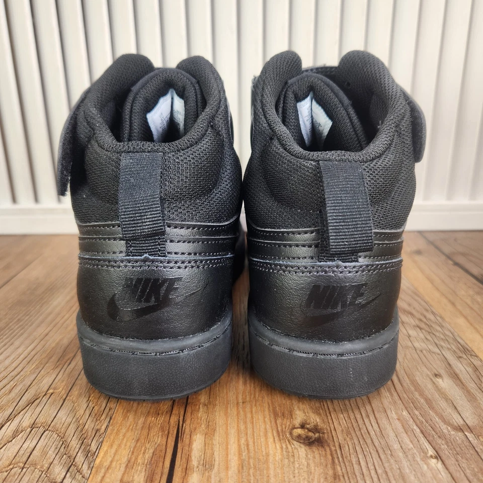 Nike Court Borough Mid 2 Womens 7.5 (6Y) Triple Black Sneakers Shoes CD7782-001 - Image 4 of 4
