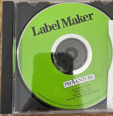 Label Maker PC CD Rom Software By ProVenture-Rare Vintage-SHIP 24 HRS ...