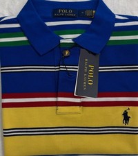 New Polo Ralph Lauren Men's Short Sleeve Polo Yellow Striped Size M 69.50