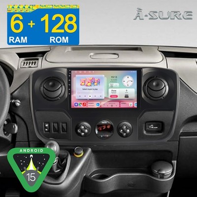 6+128GB Android 14 Autoradio WIFI BT GPS Für Opel Movano2 Renault Master3 Nissan