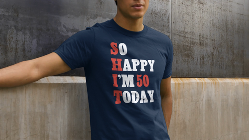 SO HAPPY I'M 50 TODAY T-SHIRT Novelty Funny 1975 50th Birthday Gift Mens Top - Video 1 van 1
