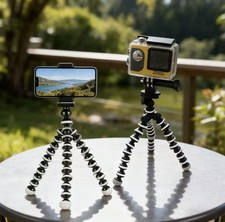Flexible Tripod Stand Ball Head for Camera Smartphone Black White