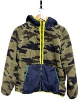 Zara Boys Contrasting Camo / Blue Fleece Sherpa Hooded Jacket Coat Sz 13-14 Yrs