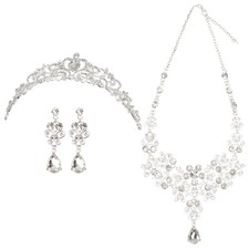 Bridal Jewellery Set Wedding Crown Tiaras Earrings Necklace Classy Jewelry