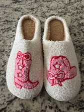 Fabric Cow Girl House Slippers Size Small 5-6 