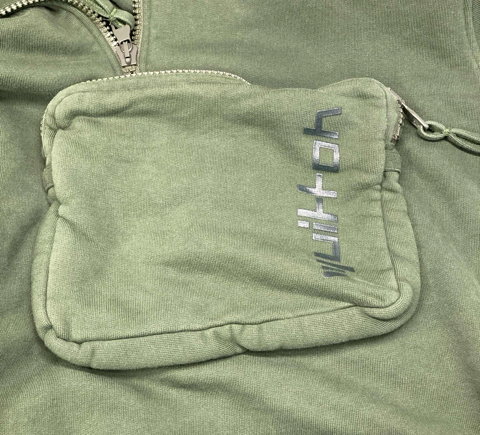 LOUIS VUITTON（LV） Felpa con cappuccio mezza zip Louis Vuitton 2019 verde 3D tasca patchata Taglia: M