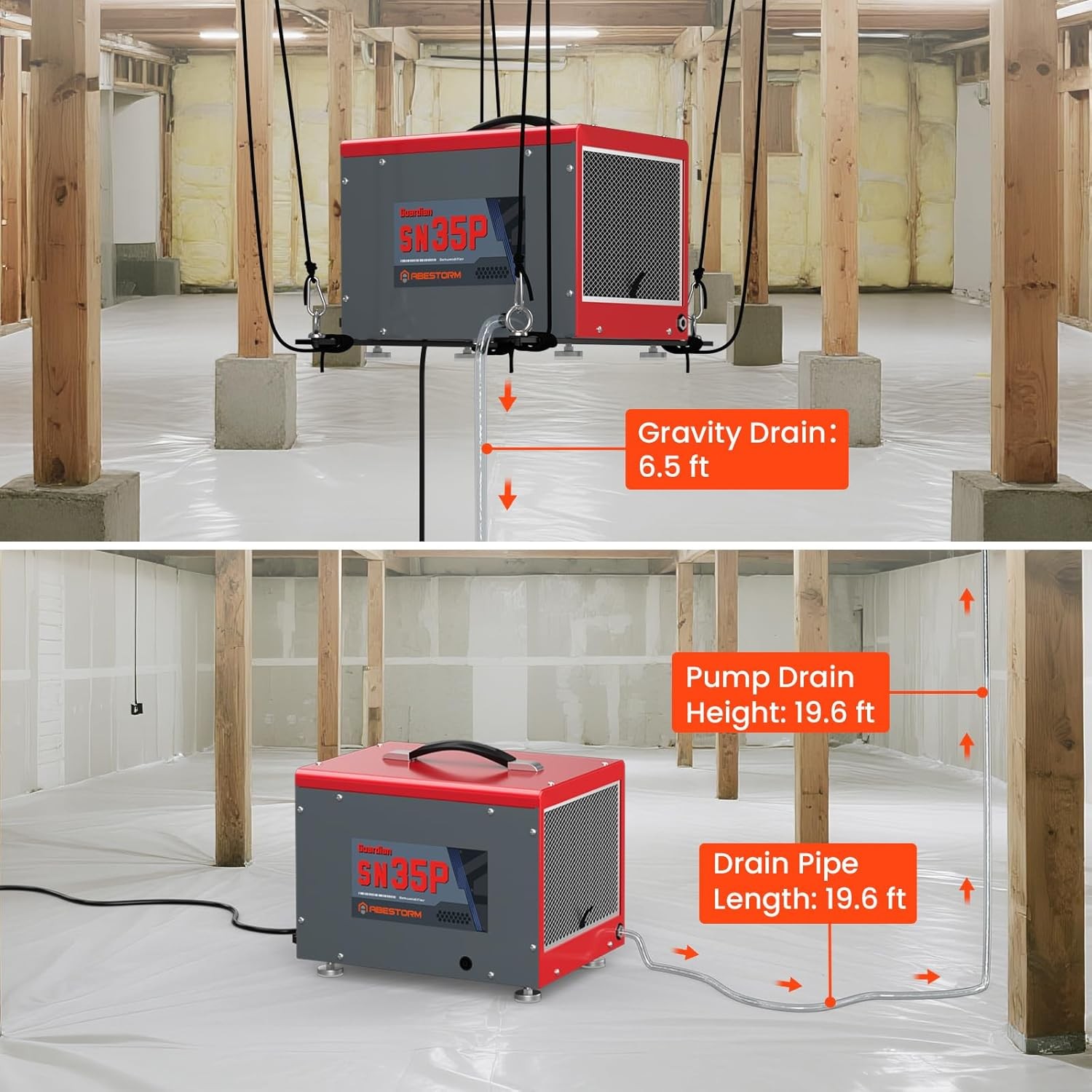 Abestorm Guardian SN35P 70 Pints  Crawl Space Dehumidifiers, Compact Portable