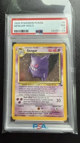 1999 POKEMON FOSSIL #5 GENGAR-HOLO PSA 7